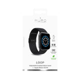 Apple Watch (42/44/SE/45/46/49mm) Puro Loop Rem Flätat Tyg - Svart