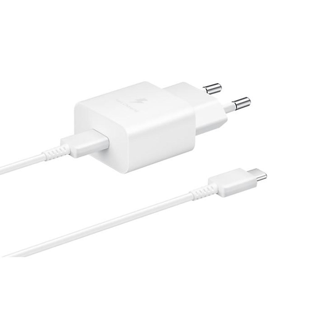 Original Samsung Power Fast Charger 15W Väggladdare med USB-C till USB-C kabel - Vit