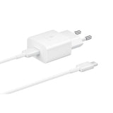 Original Samsung Power Fast Charger 15W Väggladdare med USB-C till USB-C kabel - Vit