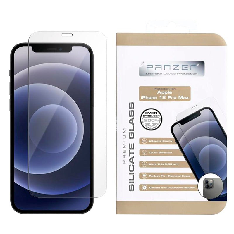 iPhone 12 Pro Max PANZER Premium Skärmskydd Silikatglas - Full Fit