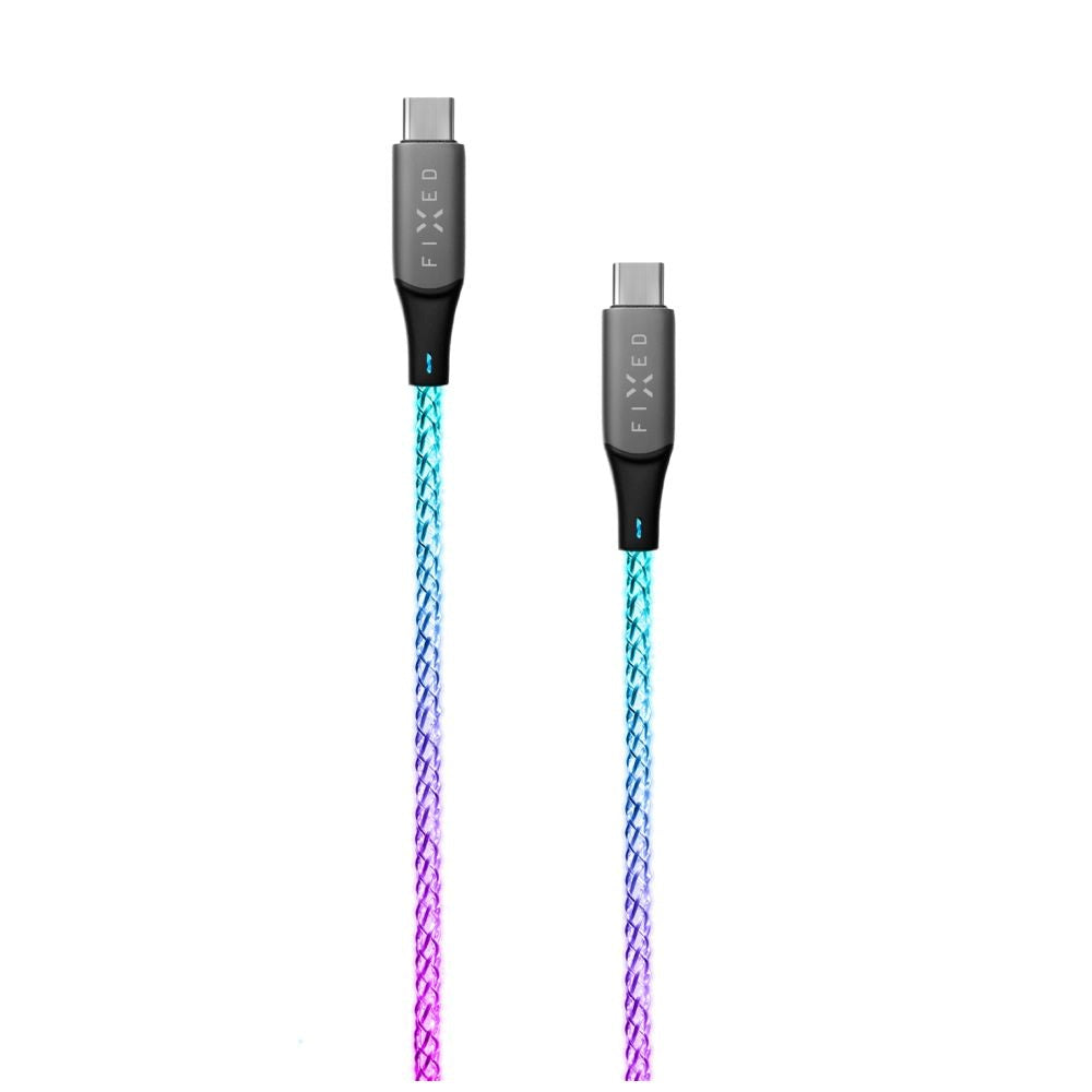 Fixed Lysande LED USB-C till USB-C-kabel 60W 1.2 m - Flerfärgad