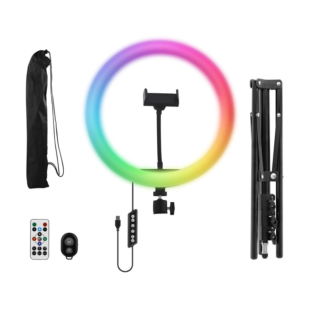 T'NB Influence Pro 12" RGBWW LED Ring Light med Justerbart Stativ för Smartphone - Svart