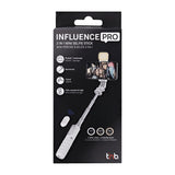 T'NB Influence Pro 2-i-1 Selfie Stick med Stativfunktion och LED-Ljus - Vit