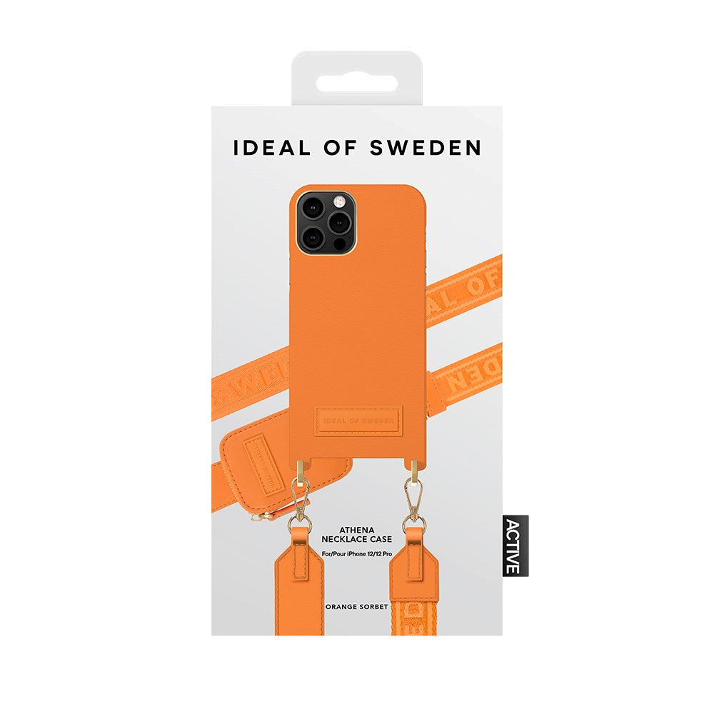 iPhone 12 / 12 Pro iDeal Of Sweden Athena Necklace Skal med Liten Väska - Orange Sorbet