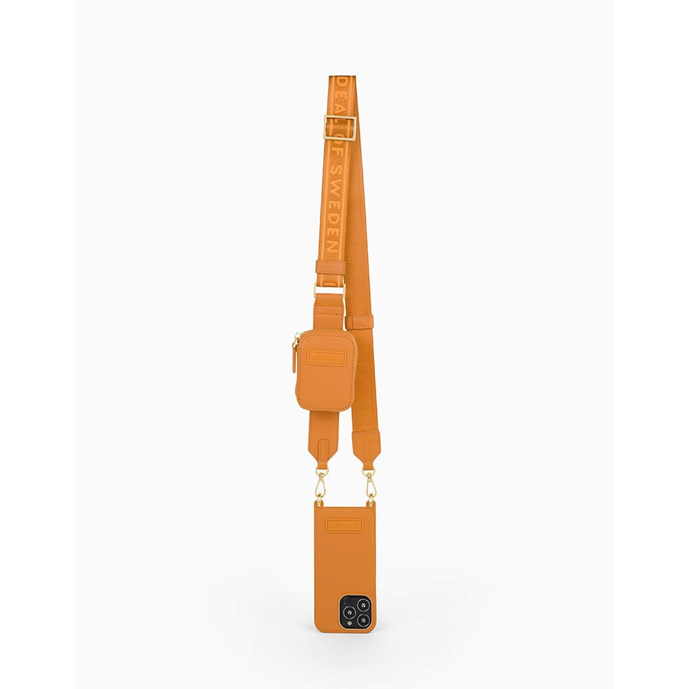 iPhone 12 / 12 Pro iDeal Of Sweden Athena Necklace Skal med Liten Väska - Orange Sorbet