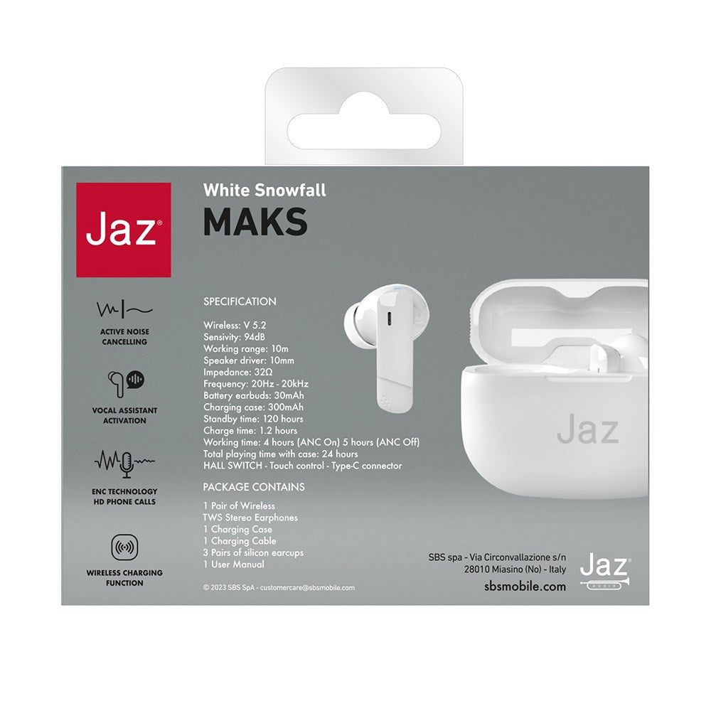 Jaz Max True Wireless In-Ear Bluetooth Hörlurar - Vit