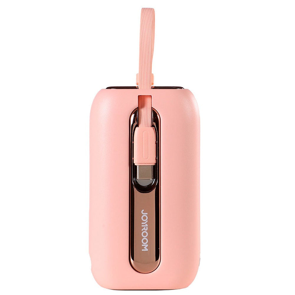 Joyroom JR-L012 Powerbank 22,5W USB-C PD m. Inbyggd USB-C & Lightning-kabel - 10000 mAh - Rosa