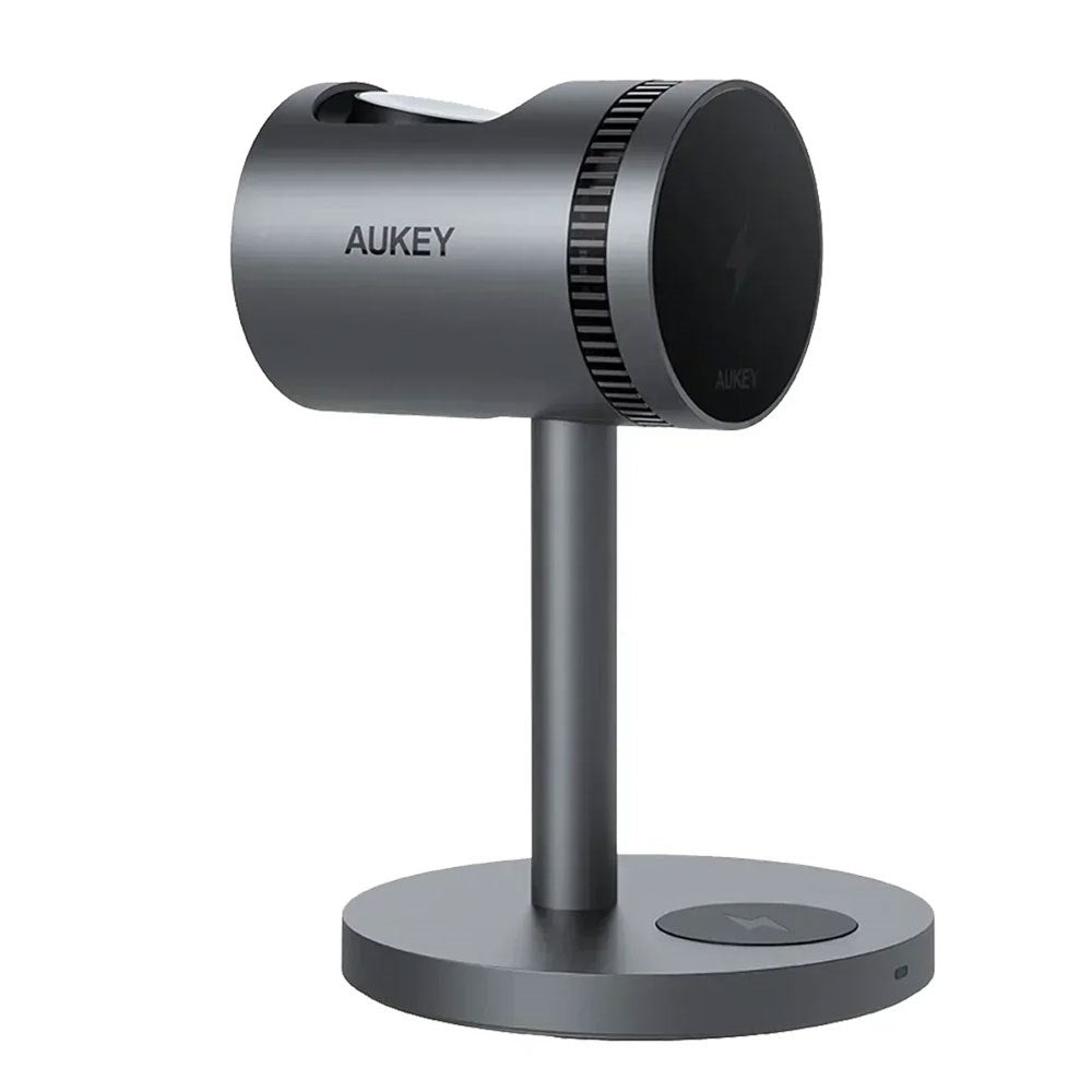 Aukey MagFusion 3-i-1 15W Trådlös Laddare för Smartphone / Apple Watch / AirPods - MagSafe / Qi2 Kompatibel - Grå