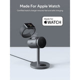 Aukey MagFusion 3-i-1 15W Trådlös Laddare för Smartphone / Apple Watch / AirPods - MagSafe / Qi2 Kompatibel - Grå
