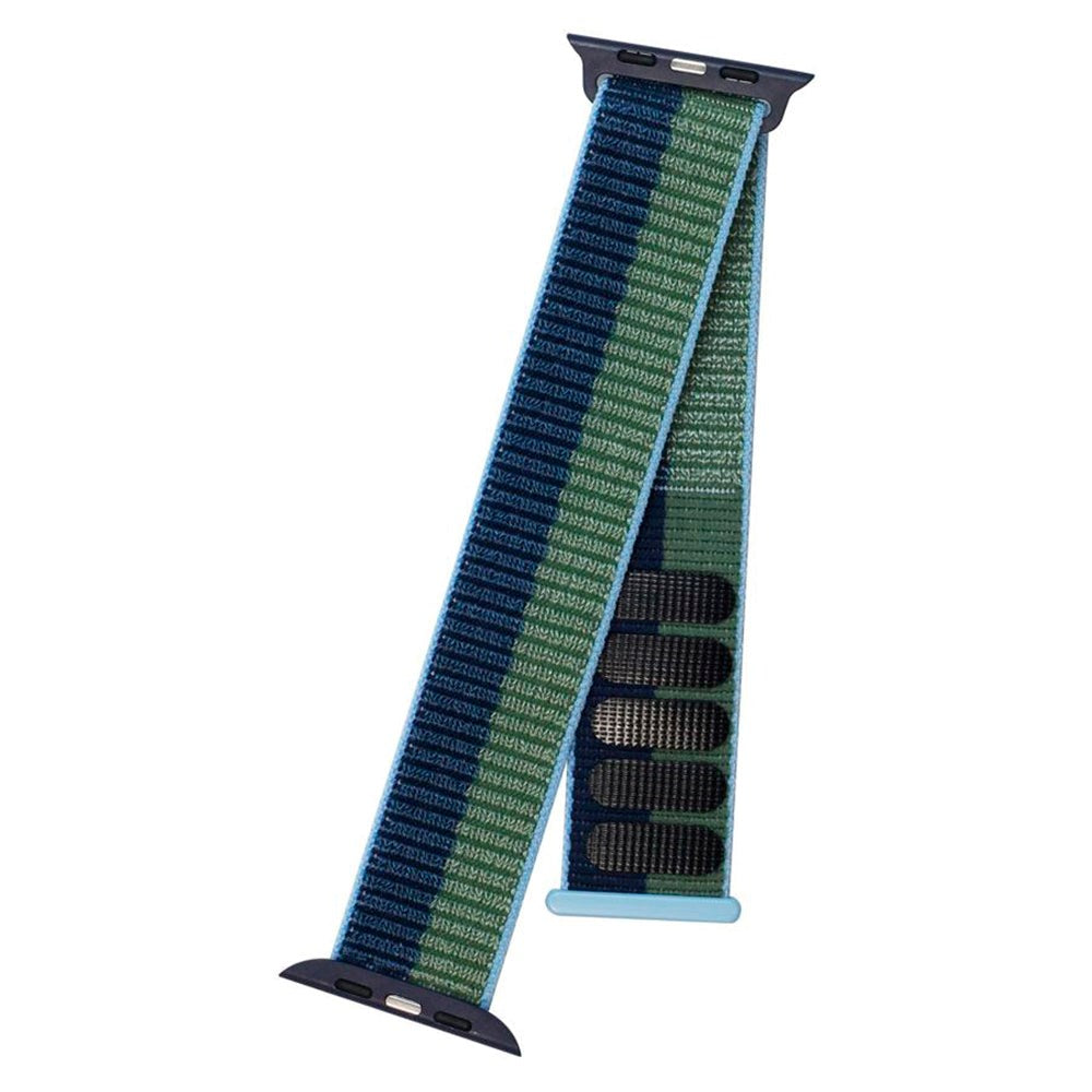 Apple Watch (42/44/SE/45/46/49mm) Lippa Nylonrem - Grön / Blå