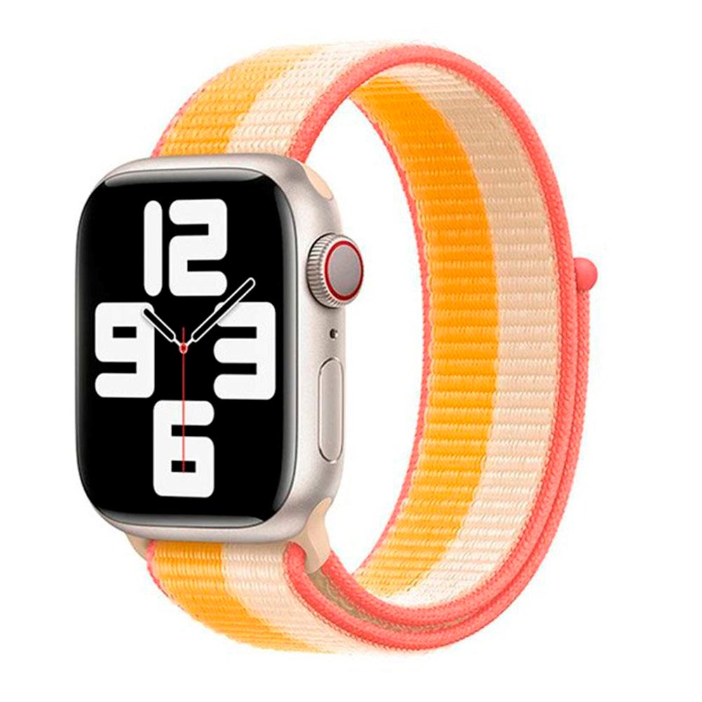 Apple Watch (38/40/SE/41/42mm) Lippa Nylonrem - Vit / Gul