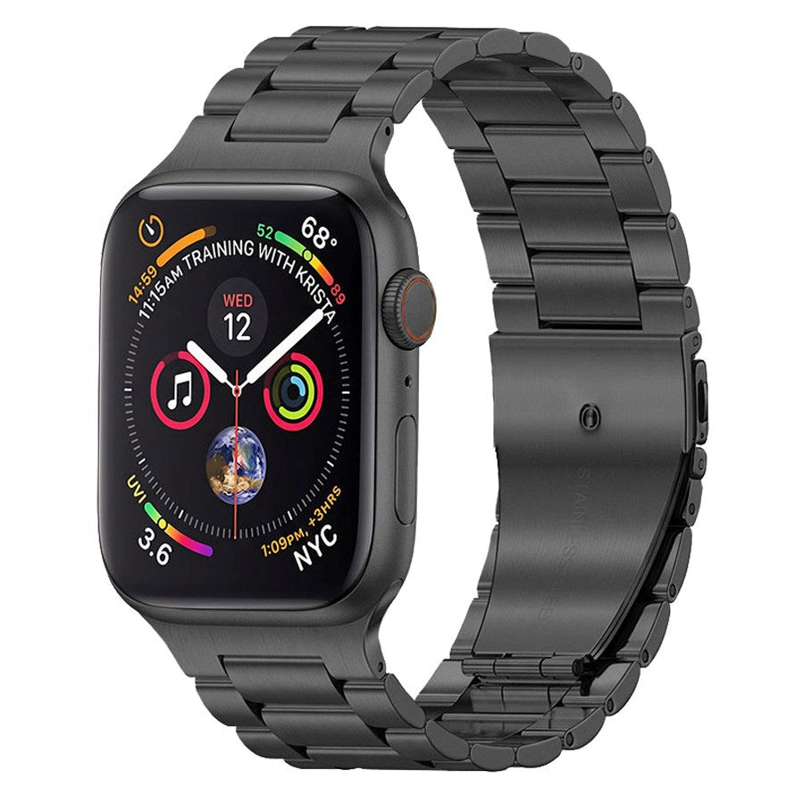 Lippa Apple Watch (42/44/SE/45/46/49mm) Armband i Rostfritt Stål - Svart