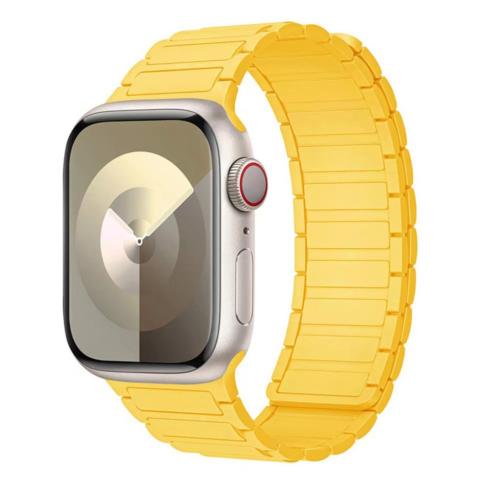 Apple Watch (42/44/45/46/49 mm) Lippa Magnetisk Silikonrem - Gul
