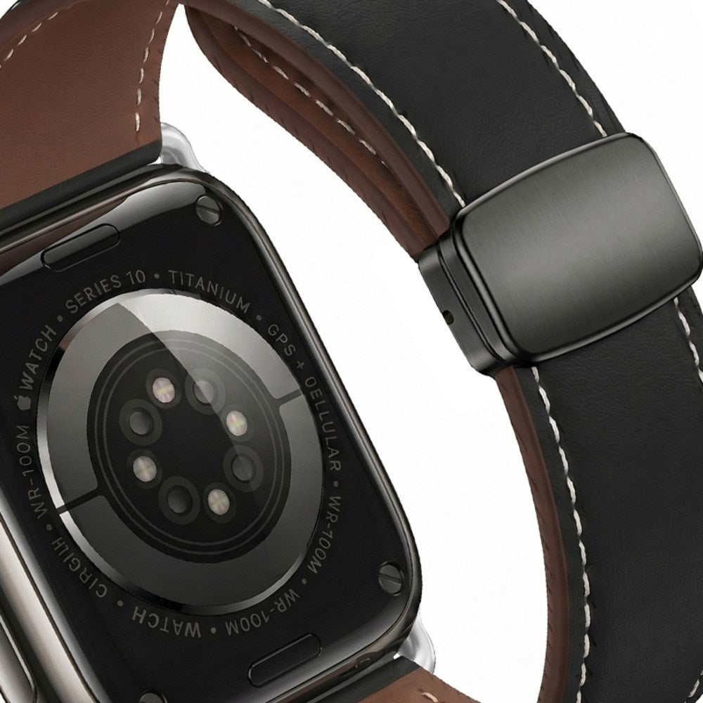Apple Watch (38/40/41/42 mm) Lippa Magnetisk Klockarmband i Konstläder - Svart