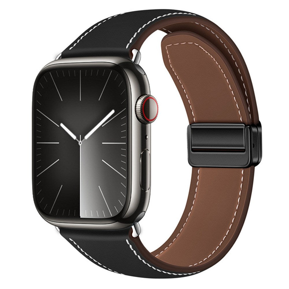 Apple Watch (42/44/45/46/49 mm) Lippa Magnetisk Klockarmband i Konstläder - Svart
