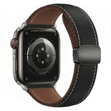 Apple Watch (42/44/45/46/49 mm) Lippa Magnetisk Klockarmband i Konstläder - Svart