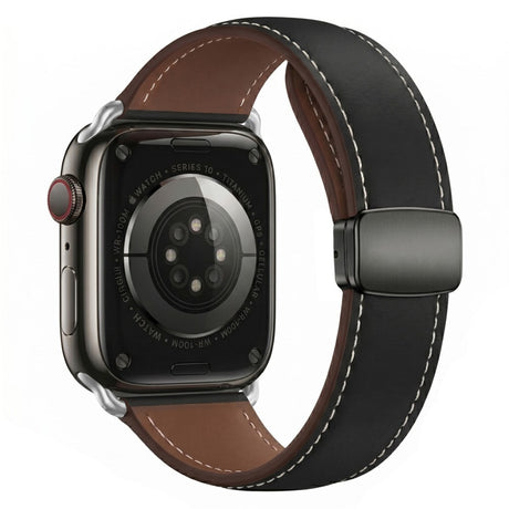 Apple Watch (42/44/45/46/49 mm) Lippa Magnetisk Klockarmband i Konstläder - Svart