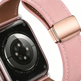 Apple Watch (42/44/45/46/49 mm) Lippa Magnetisk Klockarmband i Konstläder - Rosa