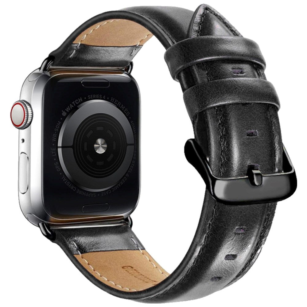 Apple Watch (42/44/45/46/49 mm) Lippa Klockarmband i Konstläder - Svart