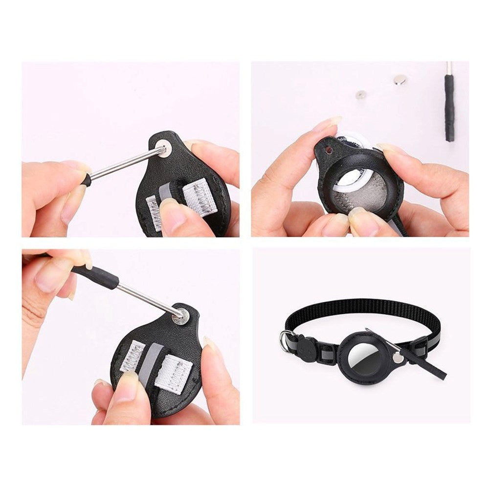 Lippa Halsband med AirTag Konstläderfodral - 22-32 cm - Svart