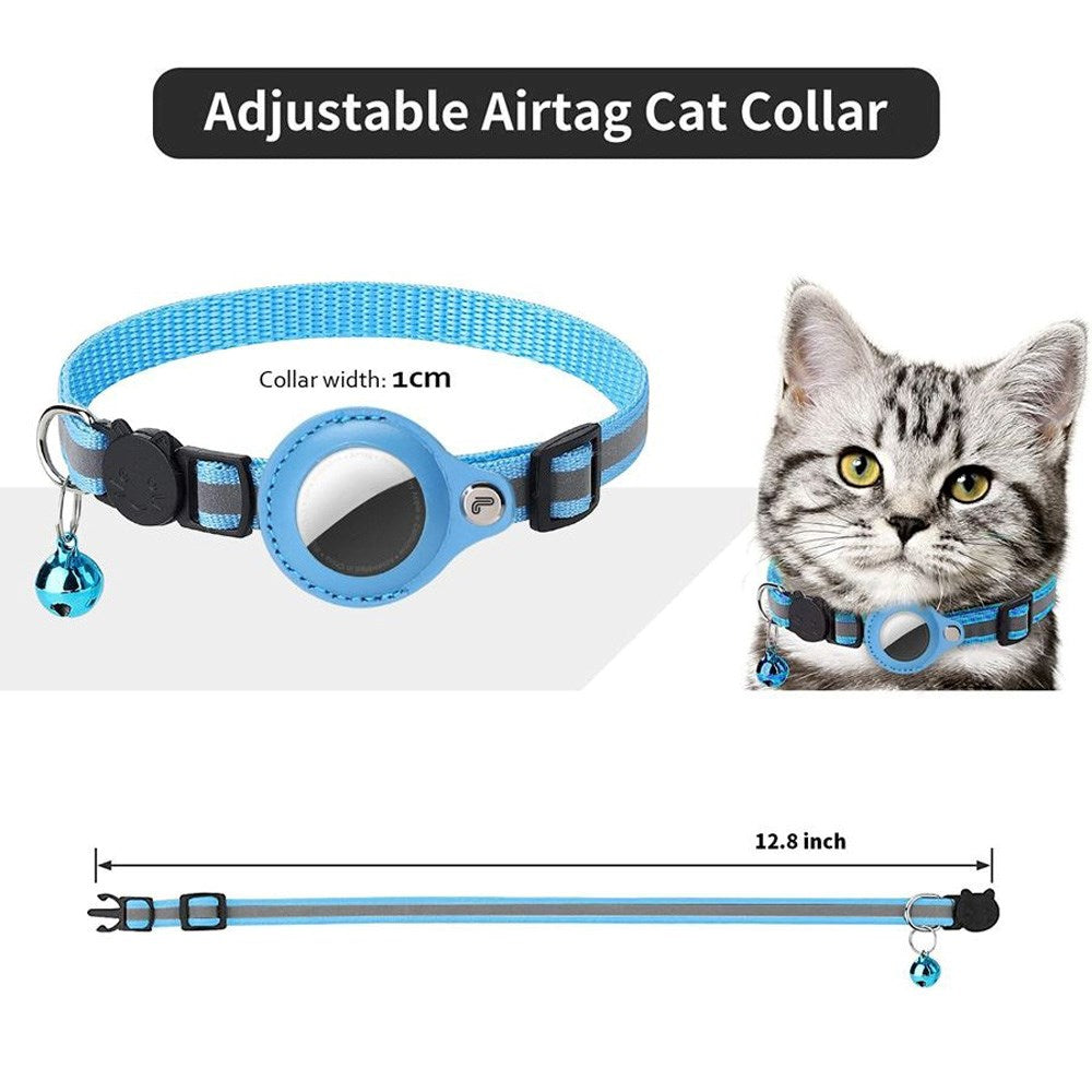Lippa Halsband med AirTag 1. & 2. Gen. Konstläderfodral - 22-32 cm - Blå