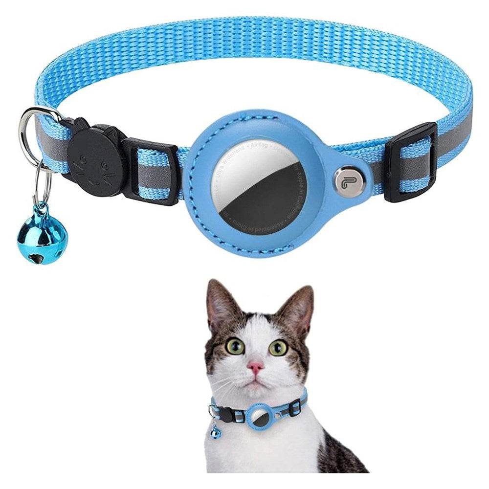 Lippa Halsband med AirTag 1. & 2. Gen. Konstläderfodral - 22-32 cm - Blå