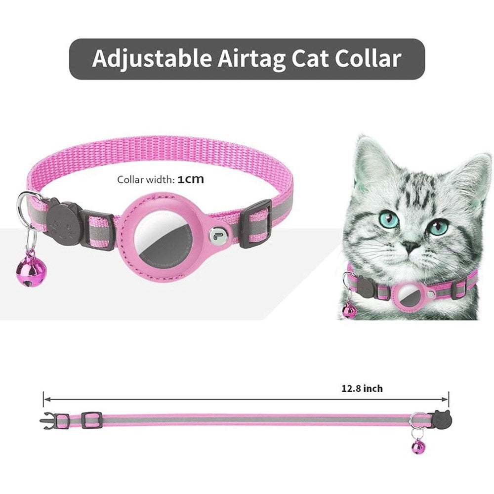Lippa Halsband med AirTag 1. & 2. Gen. Konstläderfodral - 22-32 cm - Rosa