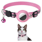 Lippa Halsband med AirTag 1. & 2. Gen. Konstläderfodral - 22-32 cm - Rosa