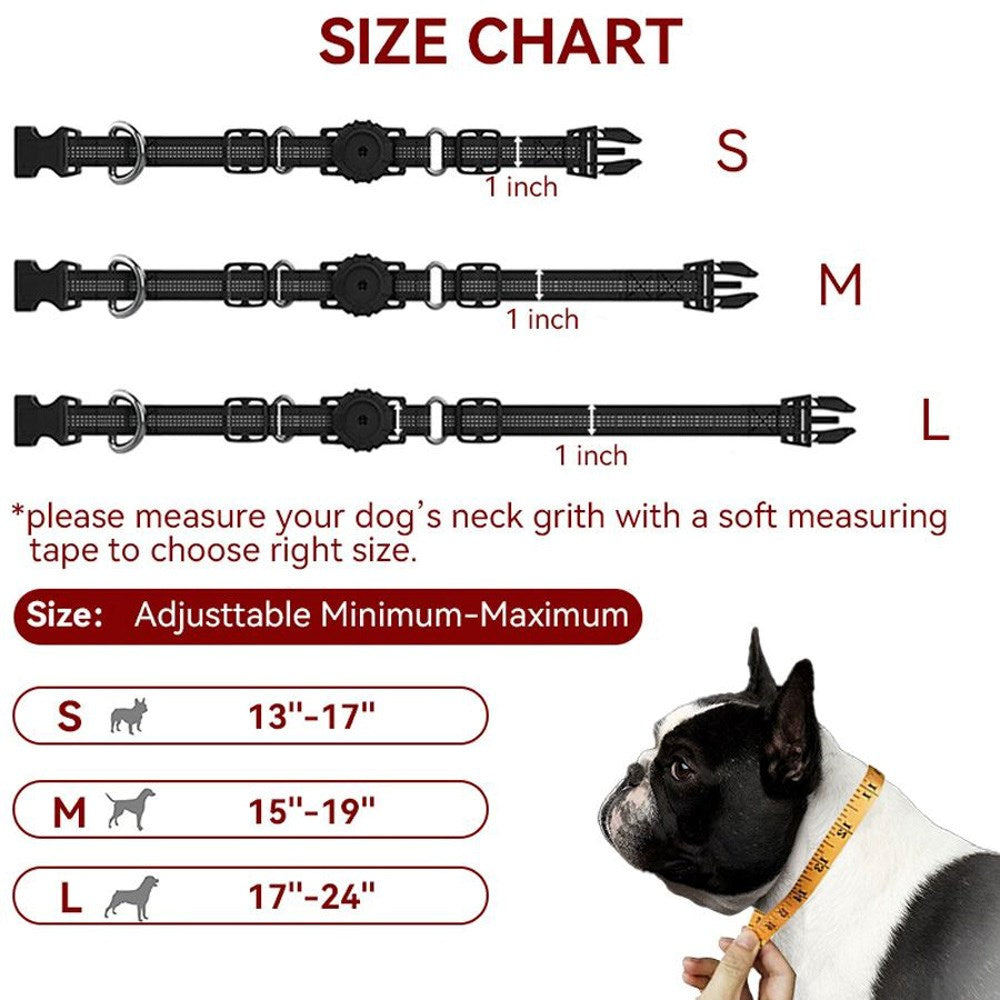 Lippa Hundhalsband med AirTag 1. & 2. Gen. Fodral - Large - Svart