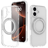 iPhone 17 Lippa Hybrid Plast Skal m. 360 Roterande Kickstand - MagSafe Kompatibel - Genomskinlig / Silver