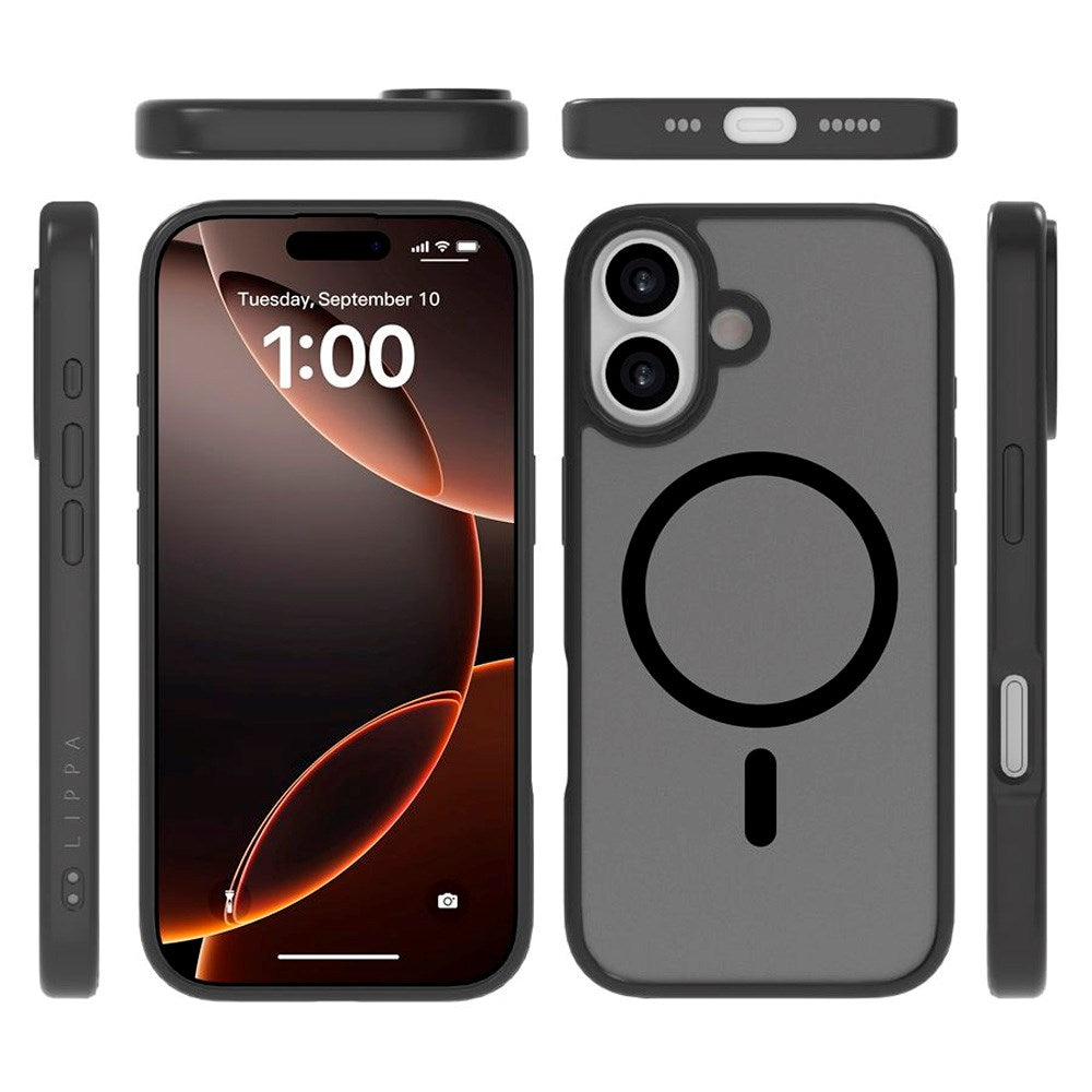 iPhone 17 Lippa Hybrid Plast Skal - MagSafe Kompatibel - Matt / Svart