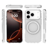 iPhone 17 Pro Lippa Hybrid Plast Skal m. 360 Roterande Kickstand - MagSafe Kompatibel - Genomskinlig / Silver