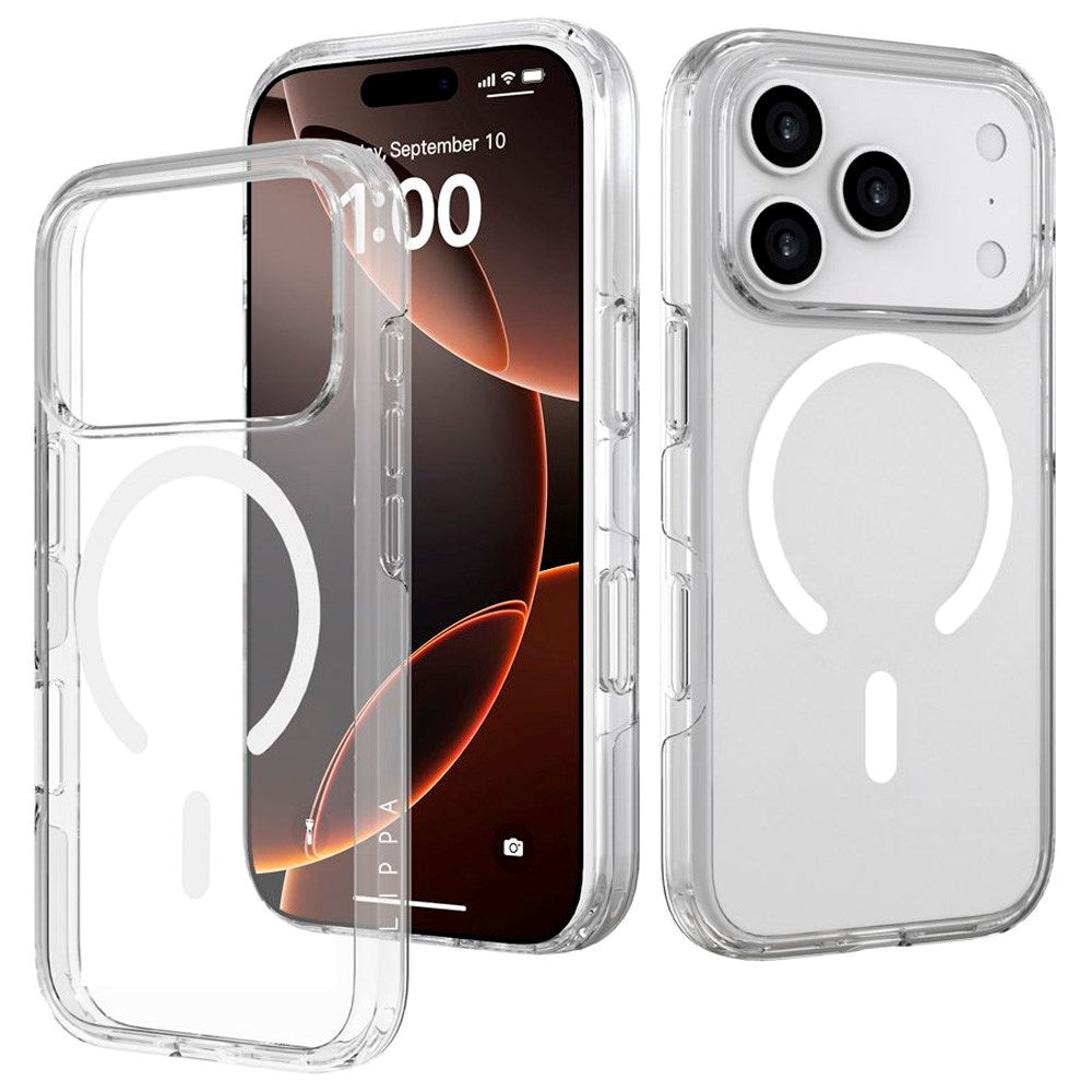 iPhone 17 Pro Lippa Hybrid Plast Skal - MagSafe Kompatibel - Genomskinlig / Vit