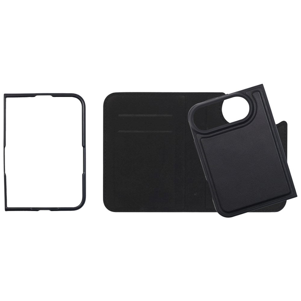 iPhone Duo Lippa Wallet Fodral i Konstläder - MagSafe Kompatibel - Svart