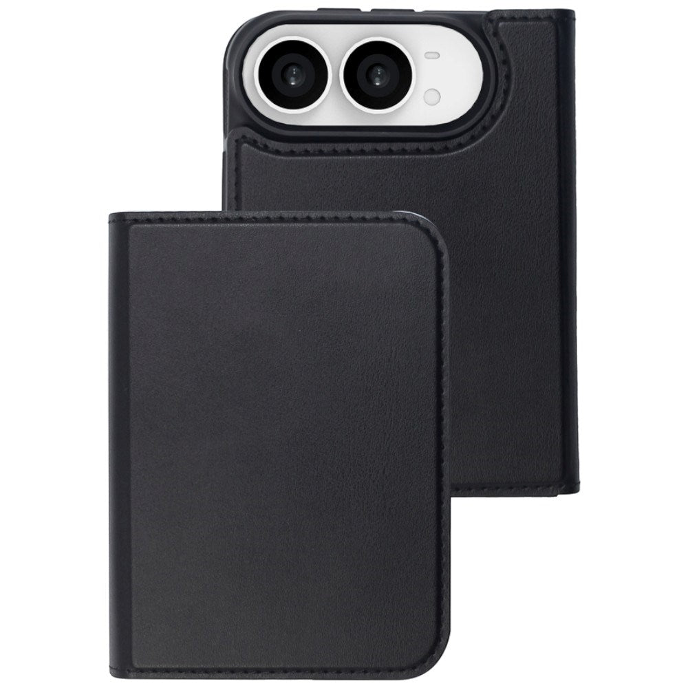 iPhone Duo Lippa Wallet Fodral i Konstläder - MagSafe Kompatibel - Svart