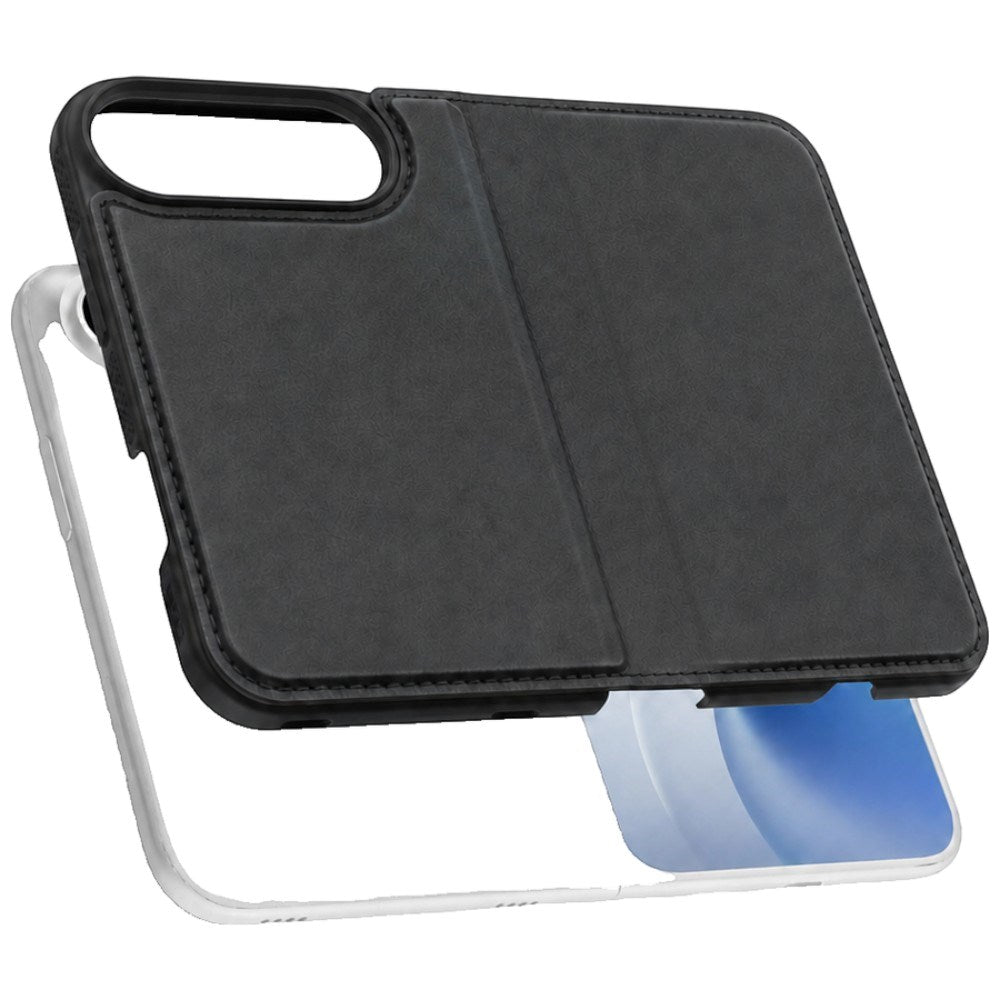 iPhone Duo Lippa Wallet Fodral i Konstläder - MagSafe Kompatibel - Svart