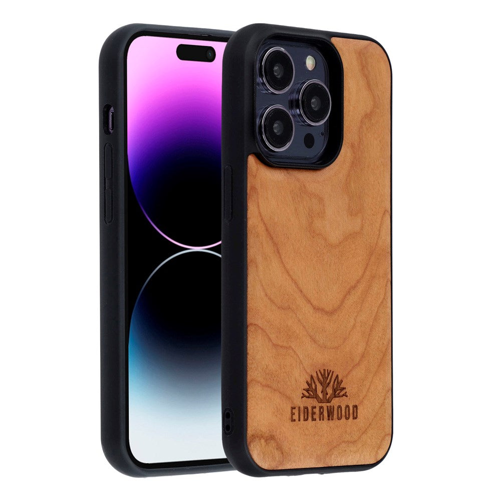 EIDERWOOD iPhone 14 Pro Magnetiskt Träskal - MagSafe Kompatibel - Körsbärsträ