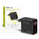Display Väggladdare Mobile Origin GaN 140 W med 2x USB-C + 1x USB-A - Svart