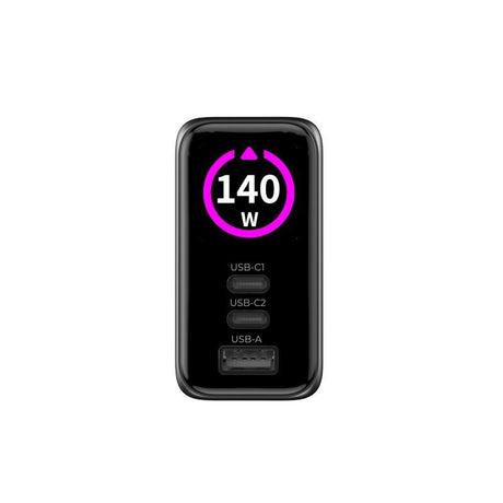 Display Väggladdare Mobile Origin GaN 140 W med 2x USB-C + 1x USB-A - Svart