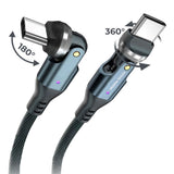 Mobile Origin 240W USB-C till USB-C Kabel med 540° Roterande Led – 1 m - Grå