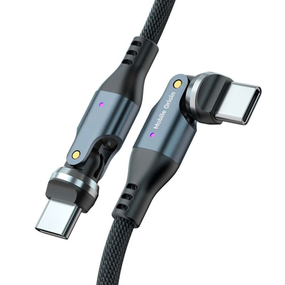 Mobile Origin 240W USB-C till USB-C Kabel med 540° Roterande Led – 1 m - Grå