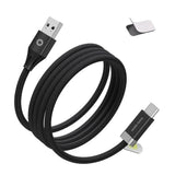 Magnetisk USB-C till USB-A-kabel Mobile Origin 27W med 2 Självhäftande Magnetplattor - 1,5 M - Svart