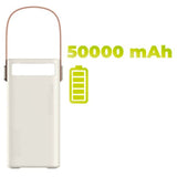 Mobile Origin 50 000 mAh Utomhuspowerbank med 65W - 2 x USB-C - 2 x USB-A - Ficklampa - Handtag - Vit