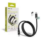 Magnetisk USB-C till USB-C -kabel Mobile Origin 60W med 2 Självhäftande Magnetplattor - 1,5 M - Svart
