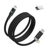 Magnetisk USB-C till USB-C -kabel Mobile Origin 60W med 2 Självhäftande Magnetplattor - 1,5 M - Svart