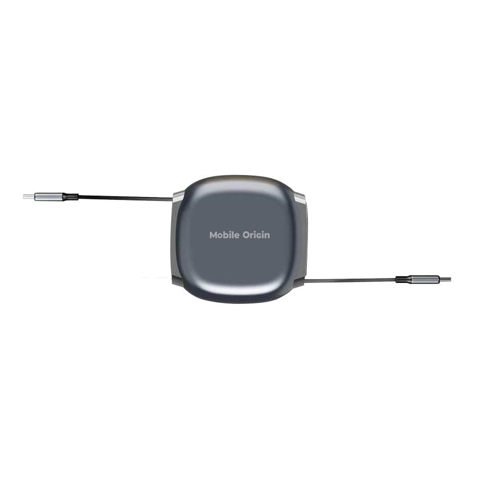 Självupprullande Kabelbox Mobile Origin 100 W med USB-C till USB-C - Grå