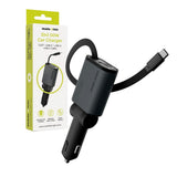 3-i-1 Billaddare 50W Mobile Origin med USB-C + USB-A och Infällbar USB-C-kabel – Grå