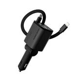 4-i-1 Billaddare Mobile Origin 50 W med USB-C- och USB-A-port Samt Utdragbar USB-C- och Lightning-kabel - Grå