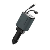 4-i-1 Billaddare Mobile Origin 50 W med USB-C- och USB-A-port Samt Utdragbar USB-C- och Lightning-kabel - Grå