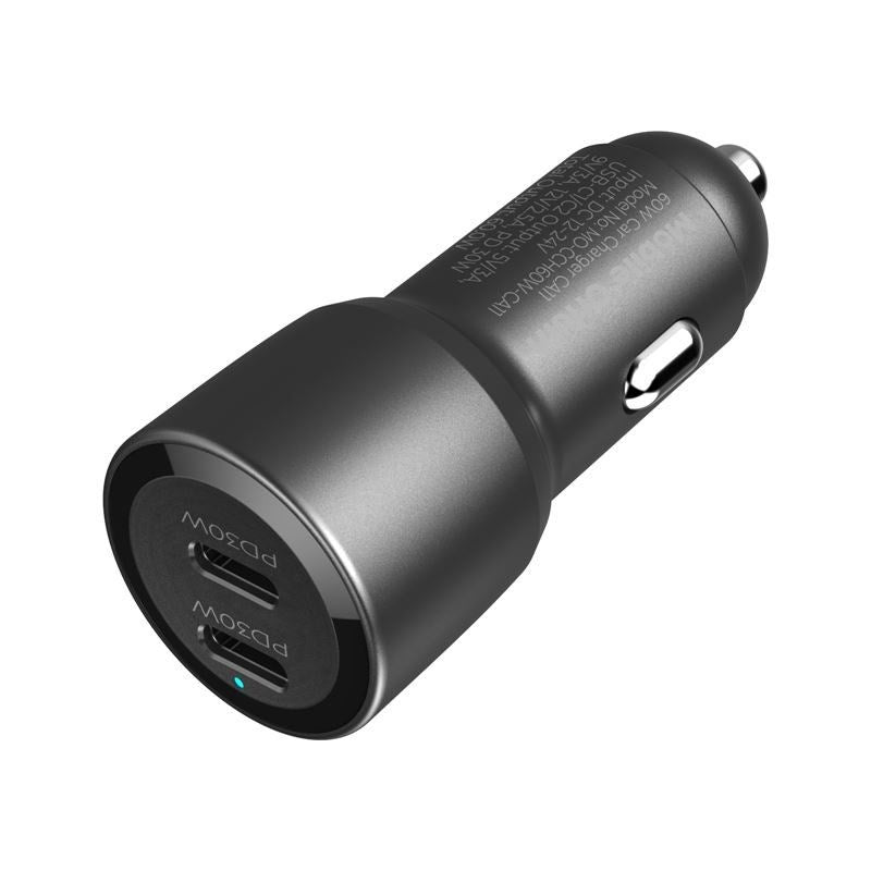 Biladdare Mobile Origin 60W med 2 X USB-C - Svart